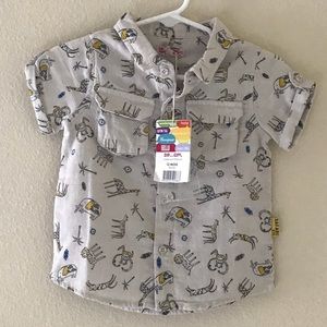 Safari Print Toddler Button Down Shirt